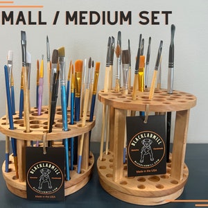 Rotating paint brush holder set, handmade paintbrush holders image 3