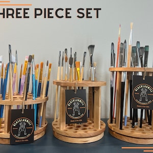 Rotating paint brush holder set, handmade paintbrush holders image 2