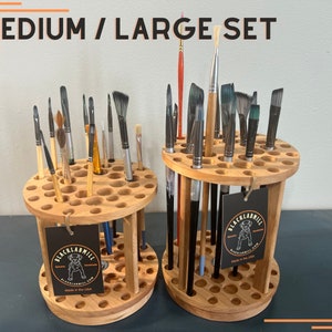 Rotating paint brush holder set, handmade paintbrush holders image 4