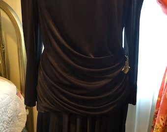 Stunning 80s does 30s style Black Evening Dress