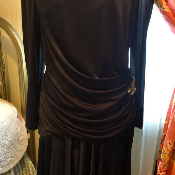 Stunning 80s does 30s style Black Evening Dress