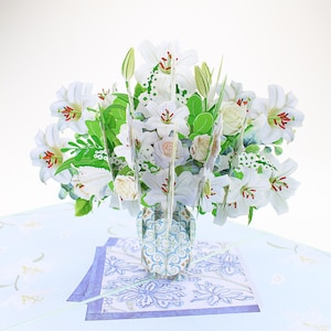 Lily Flower Pop Up Cards, Birthday Gift, Gifts For Her, Mother&#39;s Day Gift