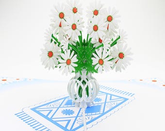 Daisy Flower Vase Cards, Birthday Gift, Gifts For Her, Thank You Note Cards