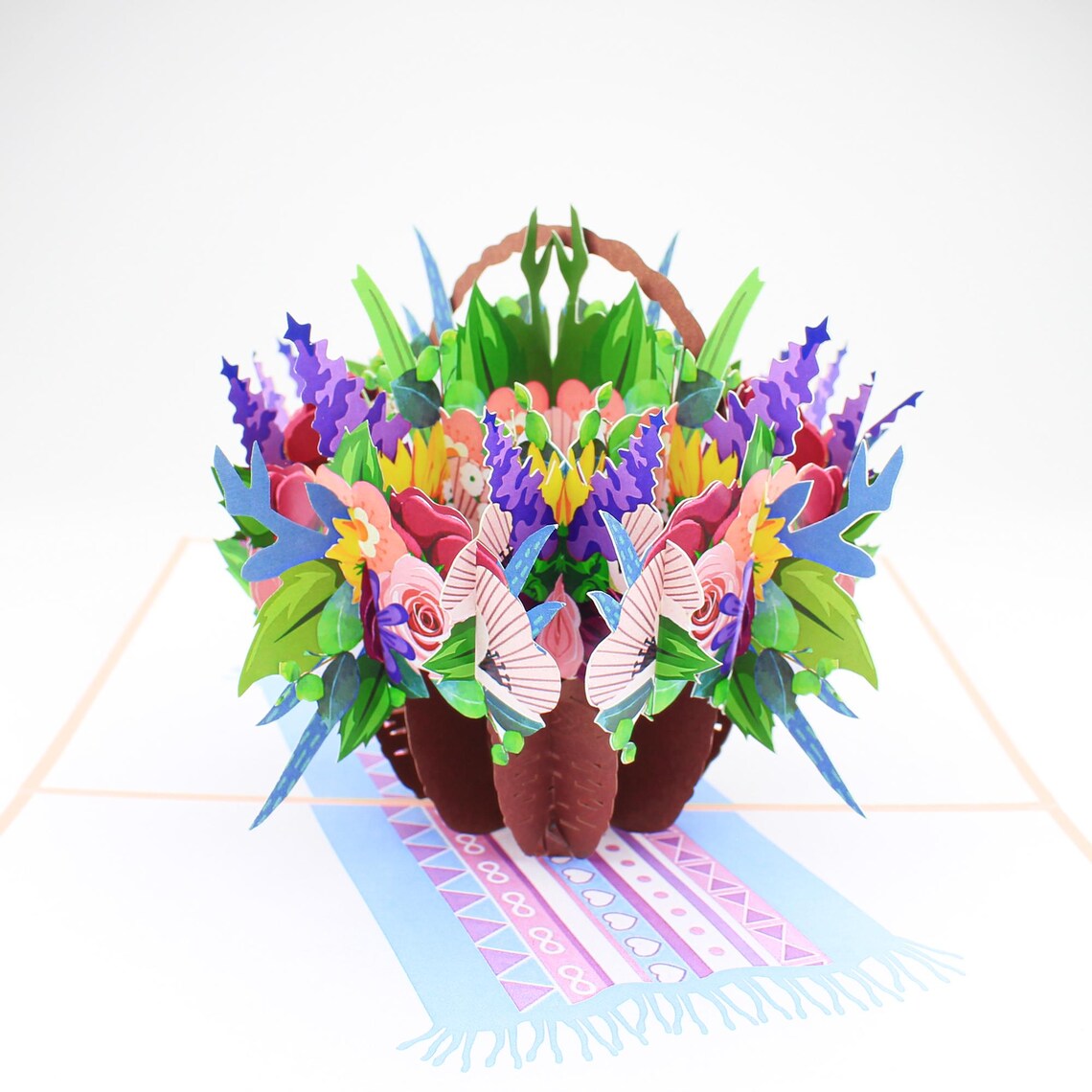 Mix Flower Basket Pop up Card, Laser-cut 3D Greeting Card - Etsy