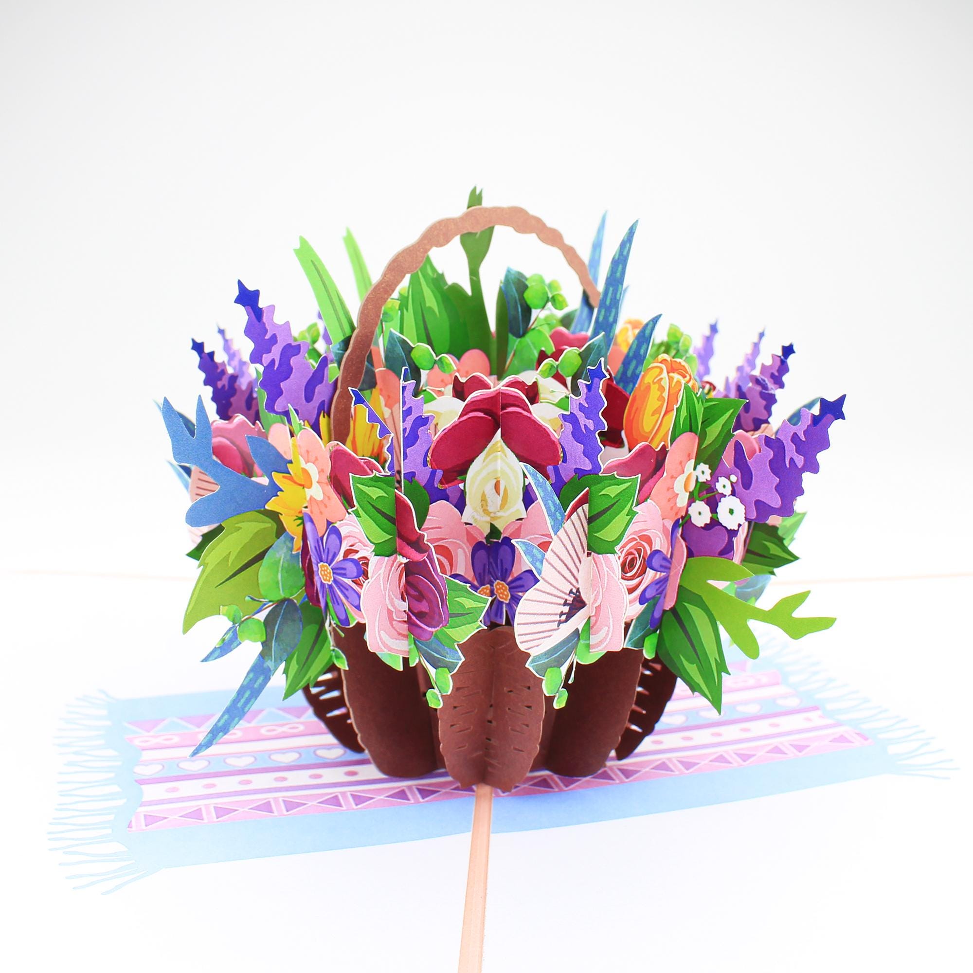Mix Flower Basket Pop up Card, Laser-cut 3D Greeting Card - Etsy