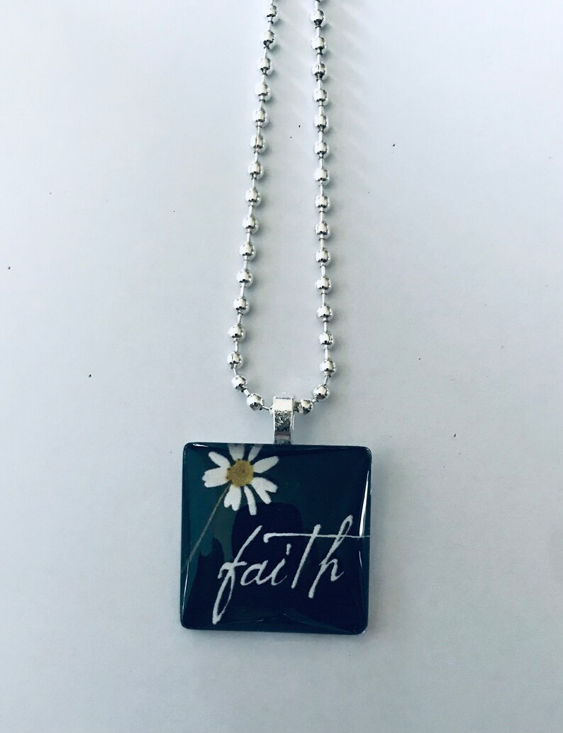Faith Square Glass Tile Pendant Etsy