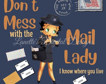 Don&#39;t mess with the Mail Lady, I got your Address, 20oz Skinny Tumbler Wrap, Instant Download, PNG