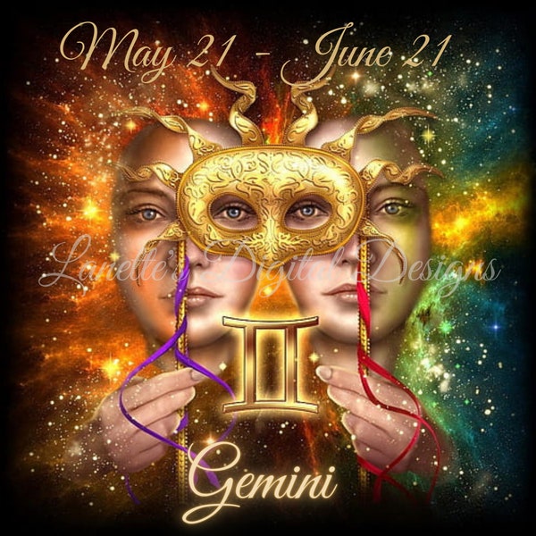 Gemini zodiac sign, 20oz Skinny Tumbler Wrap, Instant Download, PNG, Digital File