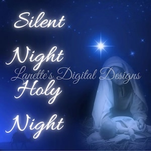 Silent Night, Holy Night, Mary holding Baby Jesus, North Star, Christmas 20oz Tumbler Wrap, Digital File, Instant Download, PNG