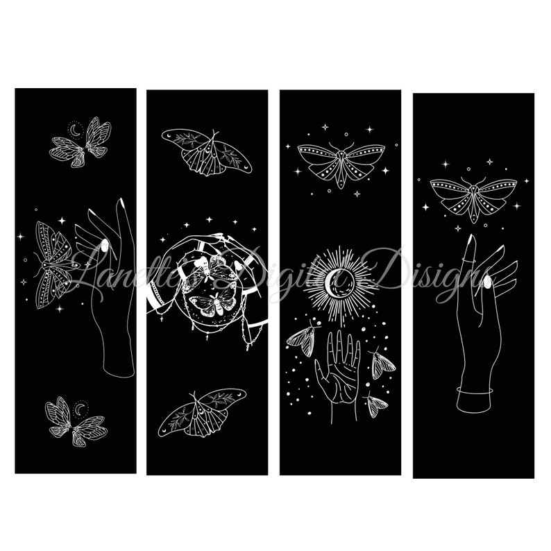 Butterfly and Moth White With Black Background Pen Wraps Etsy