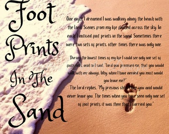 Footprints in the Sand, Christian 20oz Skinny Tumbler Wrap, Digital Design, Instant Download, PNG File