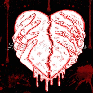 Bloody Broken Heart, Stitched up, 20oz Tumbler Wrap, Instant Download, PNG, Digital File image 1