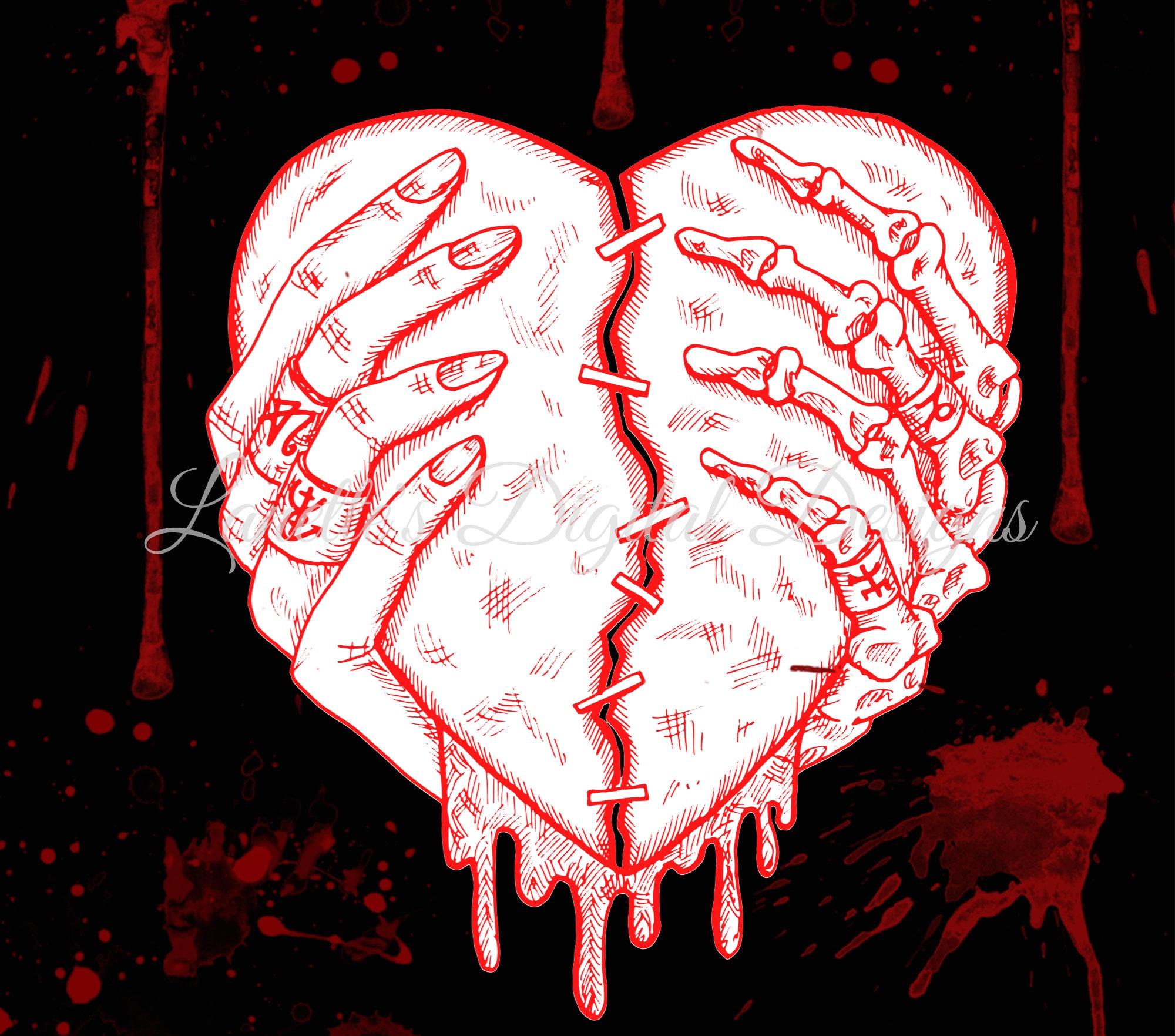 Bloody Broken Heart Stitched Up 20oz Tumbler Wrap Instant - Etsy