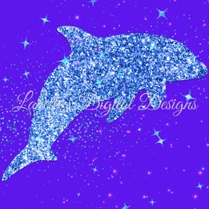 Delfino glitterato blu, bicchiere sottile da 20 once, adesivo per bicchiere, download immediato, file digitale, PNG