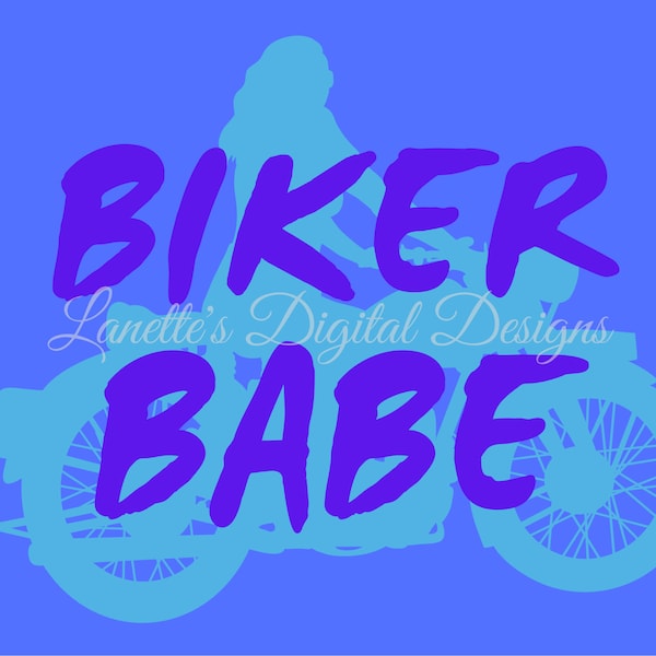 Biker Babe, Blue, Silhouette of Female Biker, 20oz Skinny Tumbler Wrap, Instant Download, Digital File, PNG