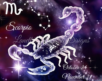 Scorpio Zodiac Sign, 20oz Skinny Tumbler Wrap, Instant Download, PNG, Digital File