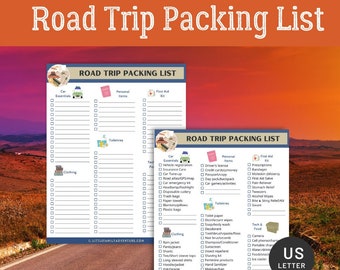 Road Trip Packing Lists | Editable Family Vacation Checklist | Travel Checklist PDF | US Letter Digital Download