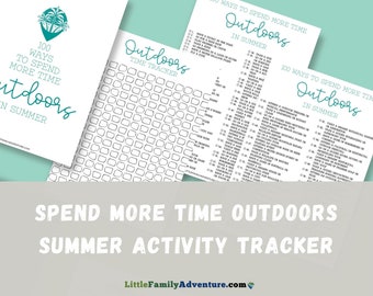 Spend More Time Outside Tracker | Outdoor Time Habit Tracker | Outdoor Ideas for Families | Summer Activity Ideas