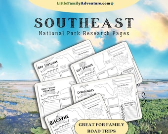Southeast National Parks Notebook Pages | Great Smoky Mountains | Everglades | Hot Springs Arkansas | Homeschool Unit Study | Nature Book