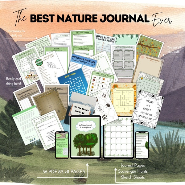 Children's Nature Journal & Outdoor Activity Book | Digital Download Nature Study Journal | Outdoor Learning Printables