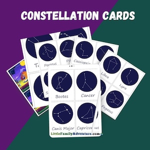 Schede delle costellazioni stampabili / Impara le stelle / Studio dell'unità di astronomia