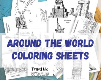 Travel the World Coloring Pages | Geography Study for Homeschool | Kids' Trip Activities