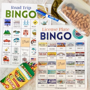 Road Trip & License Plate Bingo Cards BUNDLE | Road Trip Game Printables | Instant Digital Download