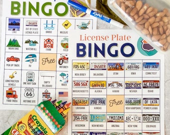 Road Trip & License Plate Bingo Cards BUNDLE | Road Trip Game Printables | Instant Digital Download