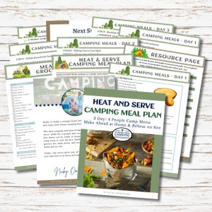 Kompletter 3-tägiger Camping-Speiseplan mit 8 Cook Ahead Camp-Rezepten | Digitales Downlowd Camp Menü + Rezepte + Einkaufsliste