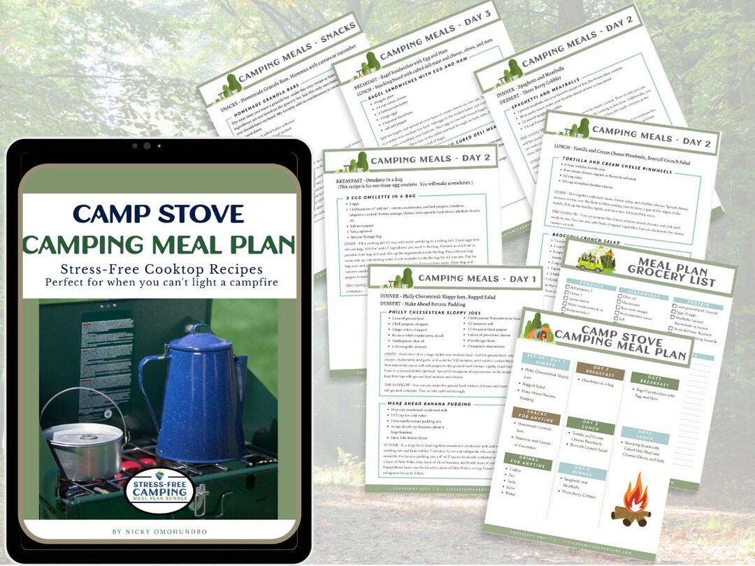 Camp Stove 3 Day Camping Menu + 9 Recipes, Digital Download Weekend ...