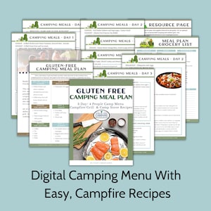 Glutenfreies Camping Menü mit Rezepten | Digitaler Download Lagerfeuer Speiseplan | Druckbare Camp Menü, Rezepte & Einkaufsliste