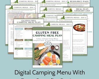 Gluten Free Camping Menu with Recipes | Digital Download Campfire Meal Plan | Printable Camp Menu, Recipes & Grocery List