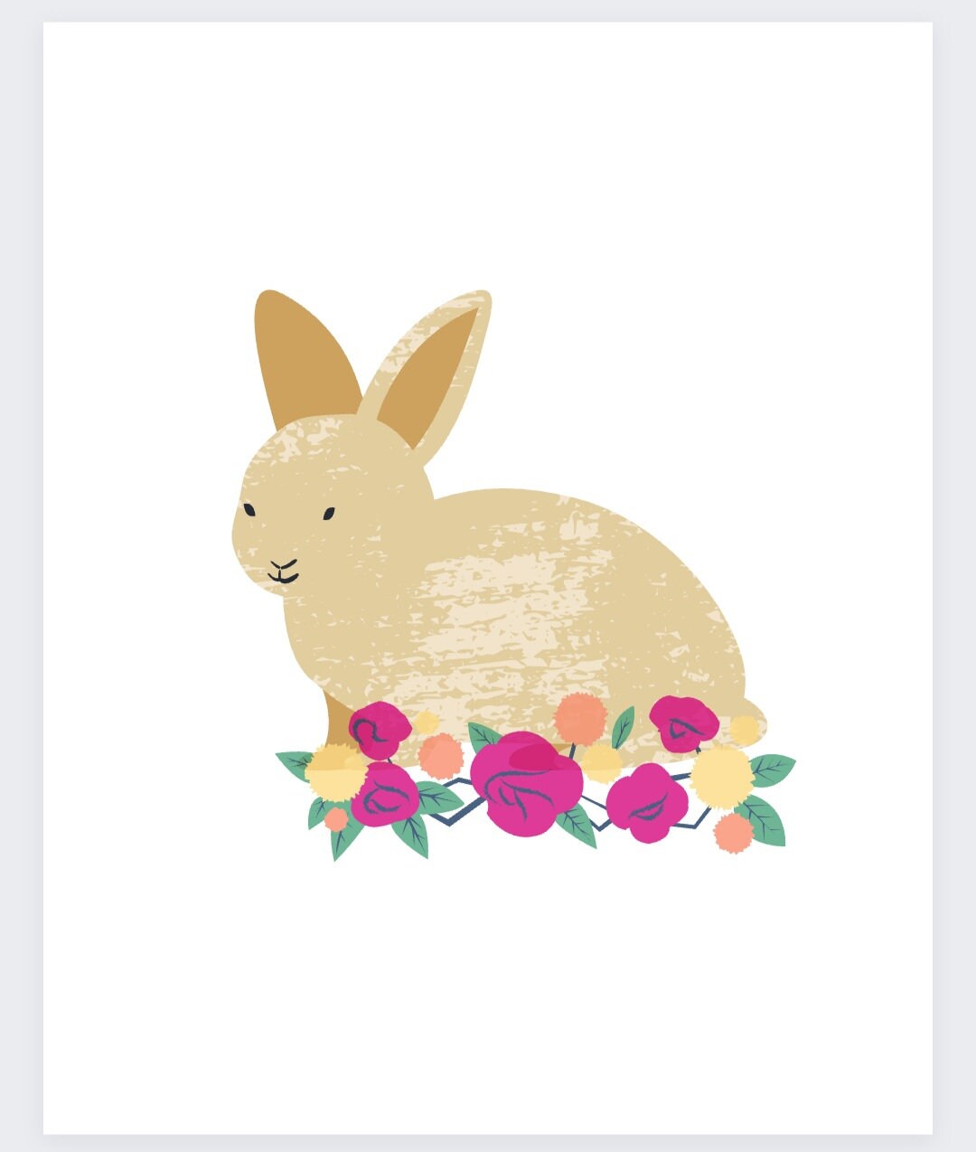 Bunny With Flowers Printable - Etsy