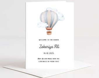 Personalised Handmade Islamic New Baby Card, Luxury Matte Cardstock
