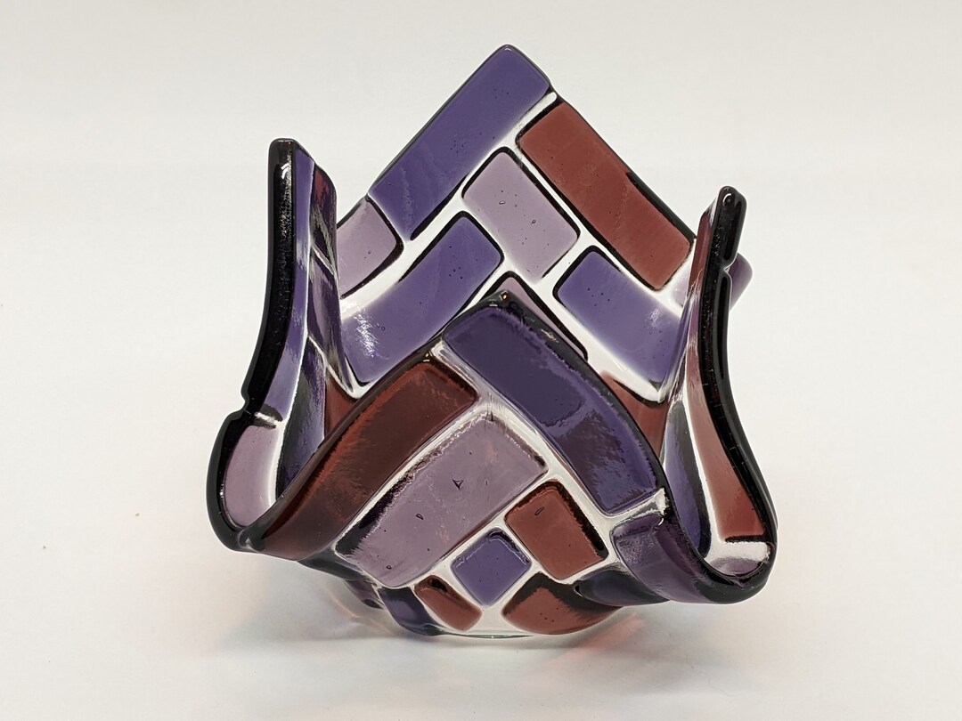 Fused Glass Votive Candle Holder Mysterious Etsy