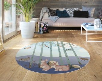Animal Floor Mat Blue and Beige Vinyl Mat Kitchen Mats For Floor Linoleum Rug Butterflies Round Rug Round Vinyl Mat Kitchen Decor