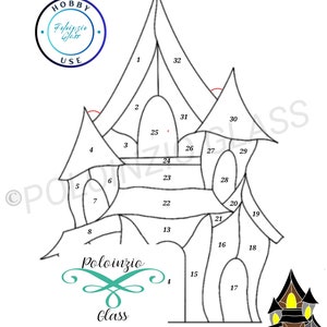 Haunted House Stained Glass Pattern Digital PDF PNG Download