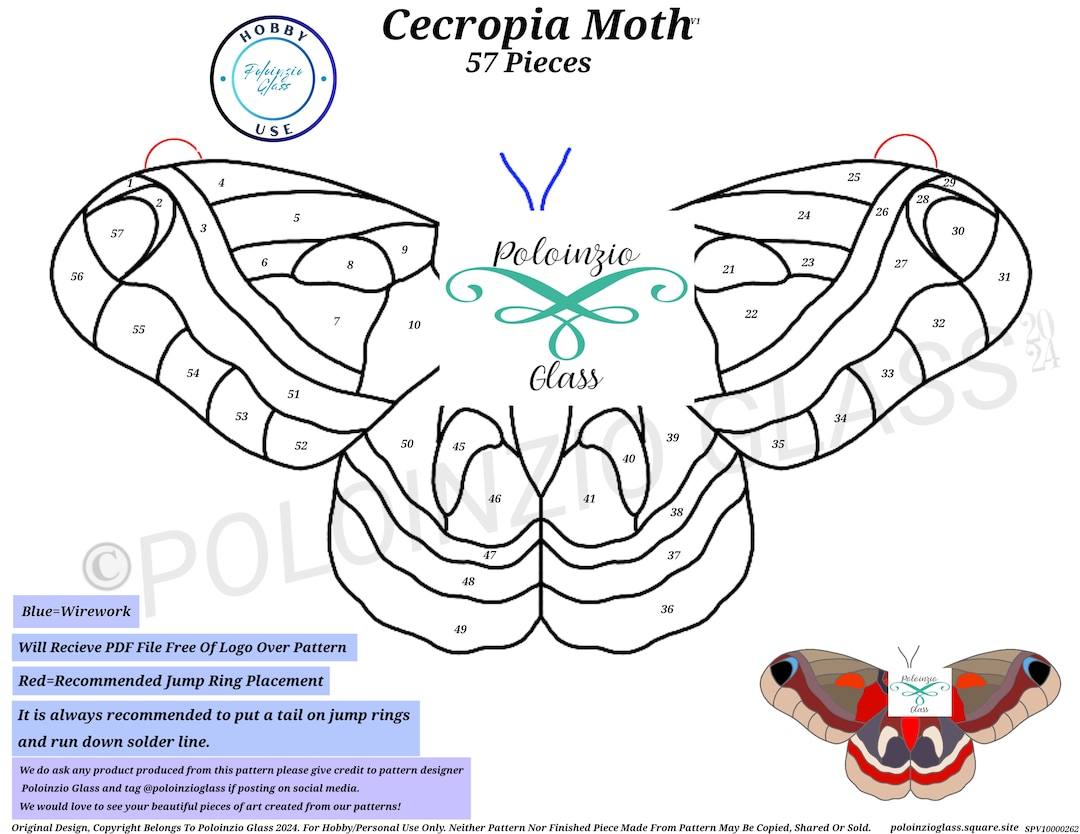 Cecropia Moth Stained Glass Pattern Digital PDF Download - Etsy