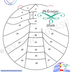 May include: A black and white diagram of a lighthouse with 27 numbered sections. The diagram is labeled "Lighthouse™ 27 Pieces" and "Poloinzio Glass".