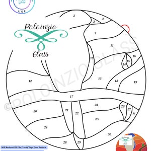 Könnte beinhalten: Ein Schwarzweiß-Liniendiagramm eines Vogels auf einem Ast mit 31 nummerierten Abschnitten. Das Diagramm ist mit "Bird On A Branch" und "31 Pieces" beschriftet. Das Bild enthält auch den Text "Poloinzio Glass" und "Will Receive PDF File Free Of Logo Over Pattern".
