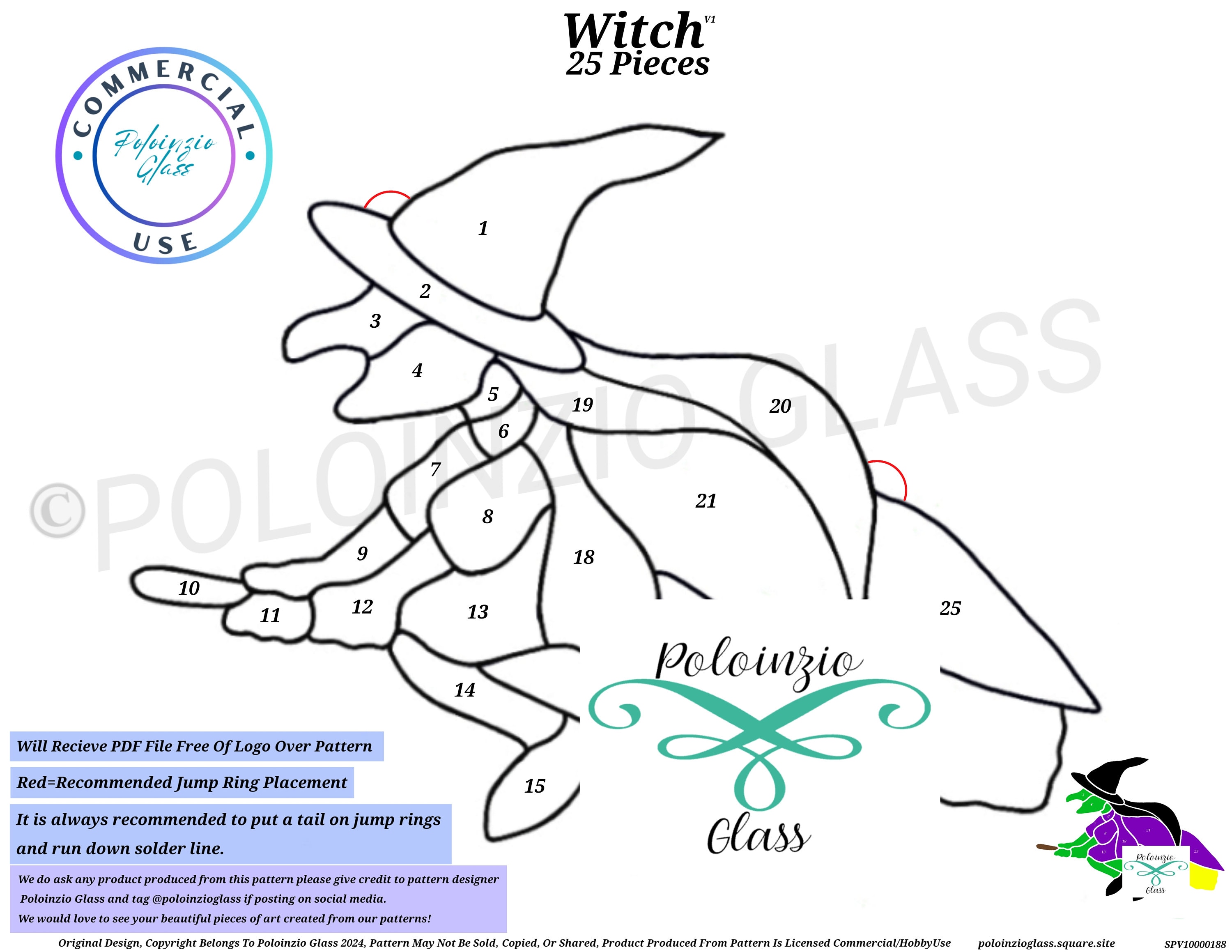 Witch Stained Glass Pattern Commercial or Hobby Use Digital PDF ...