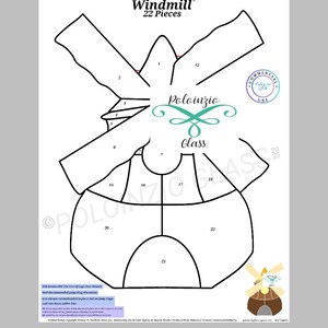 Windmill Stained Glass Pattern Commercial or Hobby Use Digital PDF PNG Download