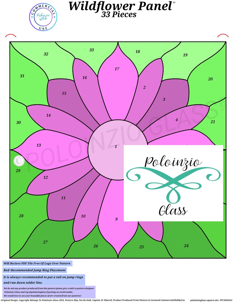 Wildflower Panel Stained Glass Pattern Commercial or Hobby Use Digital ...