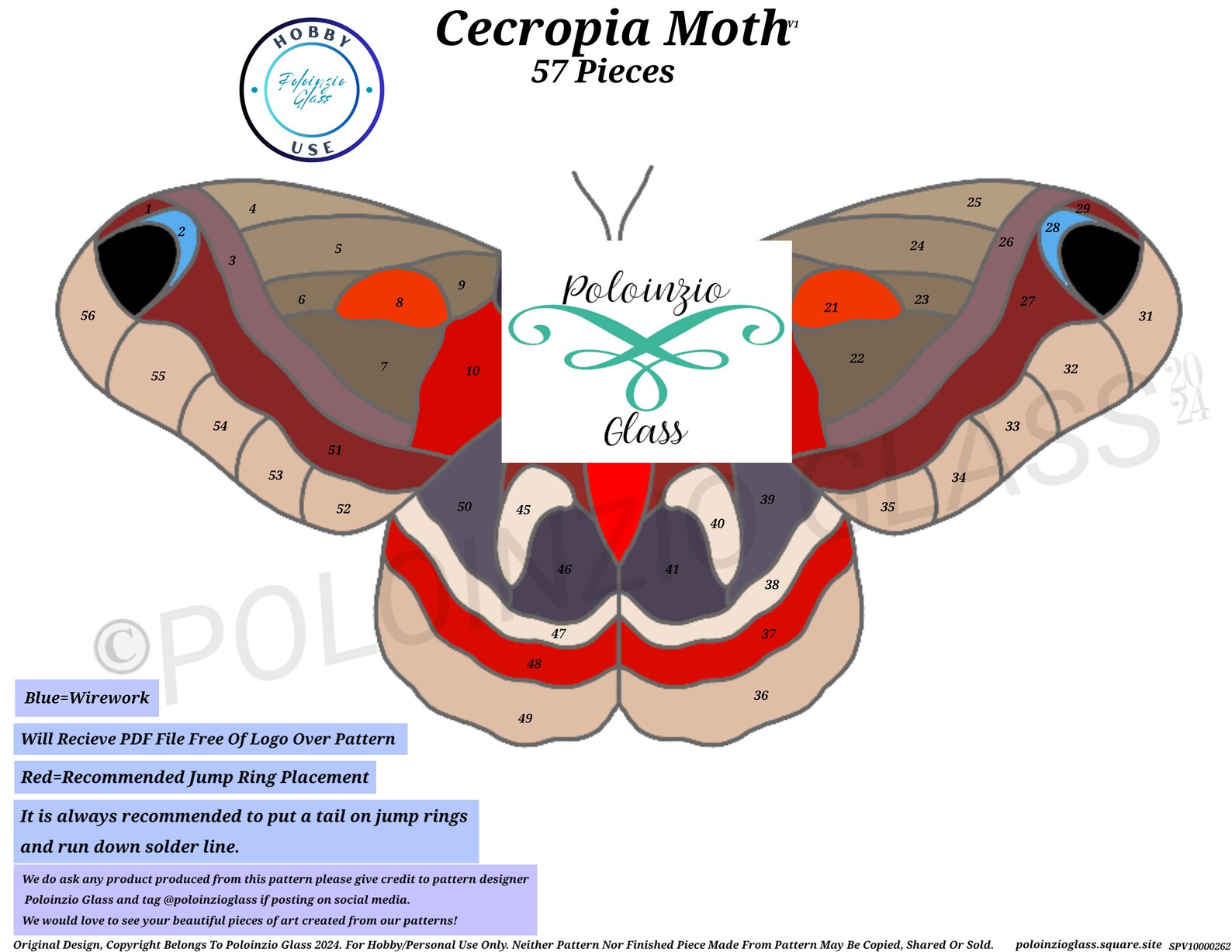 Cecropia Moth Stained Glass Pattern Digital PDF Download - Etsy