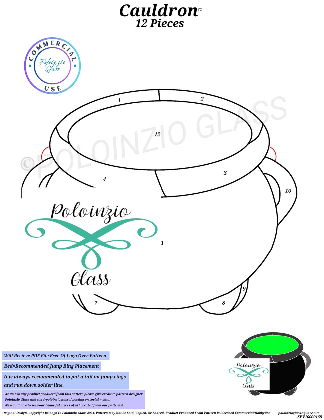 Cauldron Halloween Stained Glass Pattern Commercial or Hobby Use ...