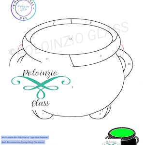 Cauldron Halloween Stained Glass Pattern Commercial or Hobby Use Digital PDF PNG Download