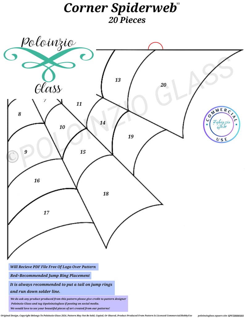 Corner Spiderweb Stained Glass Pattern Commercial or Hobby Use Digital ...