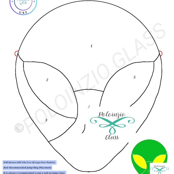 Alien Stained Glass Pattern Commercial or Hobby Use Digital PDF PNG Download