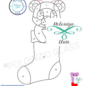 Teddy Bear in A Stocking Stained Glass Pattern Digital PDF PNG Download ...