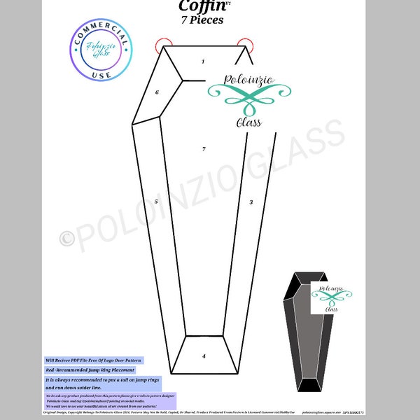 Coffin Stained Glass Pattern Commercial or Hobby Use Digital PDF PNG Download